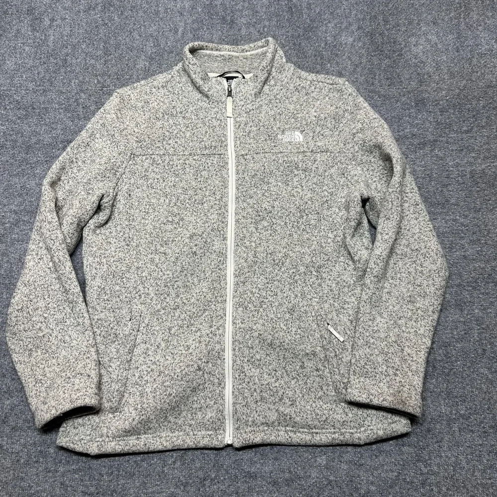 The North Face Jacket Womens XL Gray Fleece Full Zip Collared Pockets Warm